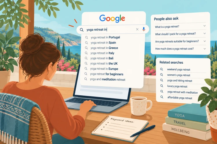 Step 2: Use Google to discover what people are searching for Yoga retreat SEO: Discover what people are searching for