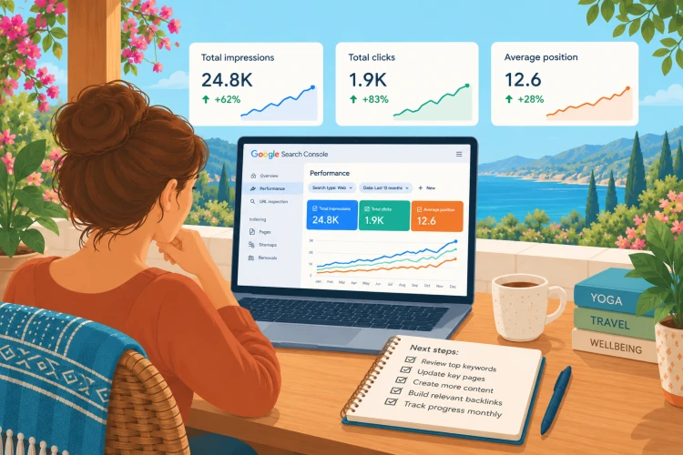 Step 9: Measure what's working and refine your approach SEO for yoga retreats: Track your progress and keep refining